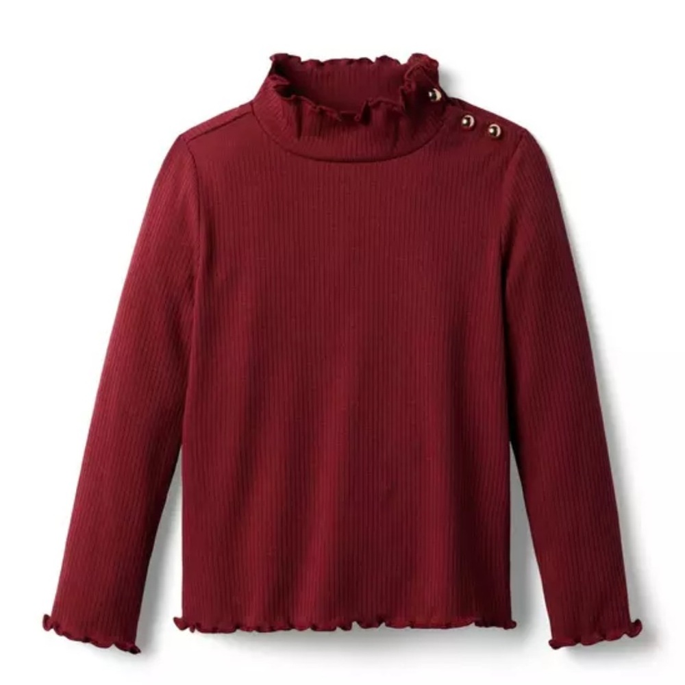 Janie and Jack Girls 4T Ribbed Ruffle Trim Turtleneck Sweater